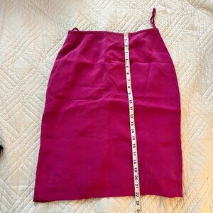 Vintage Kasper magenta pink silk pencil skirt size 6